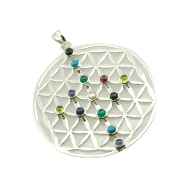 Multi Stone Chunky Spanish 925 Silver multiple Olivia antique multicolor Pendant Jewelry