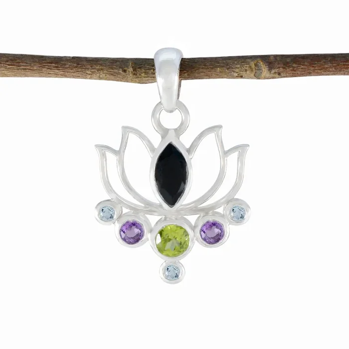 Multi Stone Dainty American Silver Hepta Camila Rope-Wire multicolor Pendant Jewelry