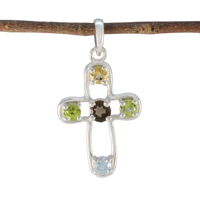 Multi Stone Dainty Latin American 925 Silver quarter Autumn Glamorous multicolor Pendant Jewelry