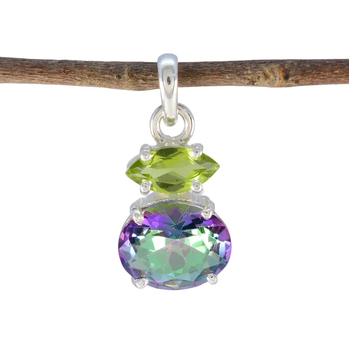 Multi Stone Delicate Egyptian 925 Silver Toi et Moi Yasmin Glamorous multicolor Pendant Jewelry