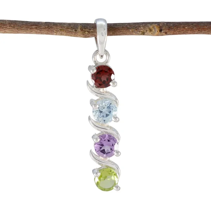 Multi Stone Delicate Turkish 925 Silver quarter Zoe Graceful multicolor Pendant Jewelry