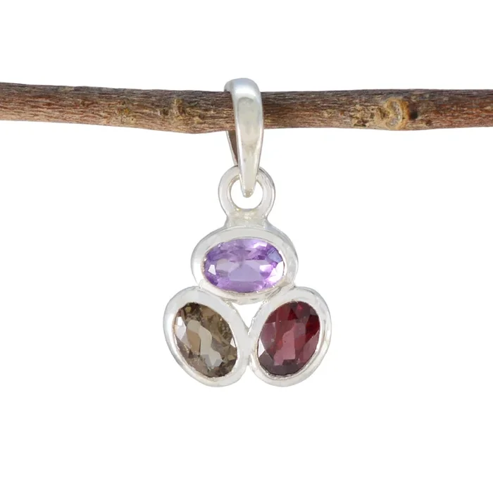 Multi Stone Elegant Japanese 925 Silver Trilogy Naomi Heart multicolor Pendant Jewelry