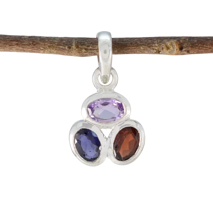 Multi Stone Elegant Korean Sterling Silver Trilogy Xiu wedding multicolor Pendant Jewellery