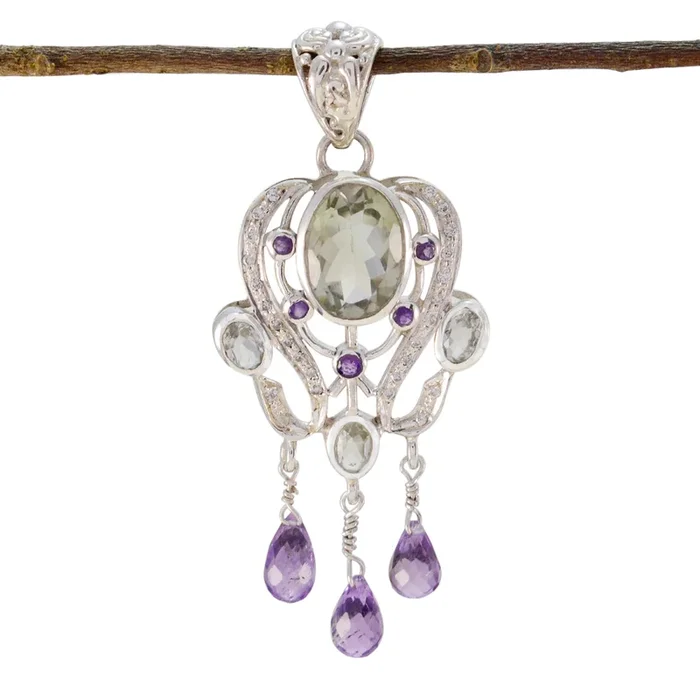 Multi Stone Essential African Sterling Silver multiple Leah valentine multicolor Pendant Jewellery