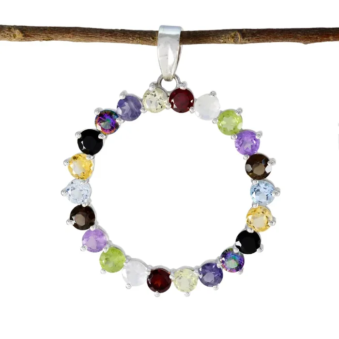 Multi Stone Essential Turkish Silver multiple Ivana wedding multicolor Pendant Jewelry
