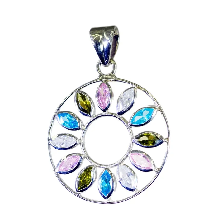 Multi Stone Featherlight Russian 92.5 Silver multiple Bella Armor multicolor Pendant Jewellery