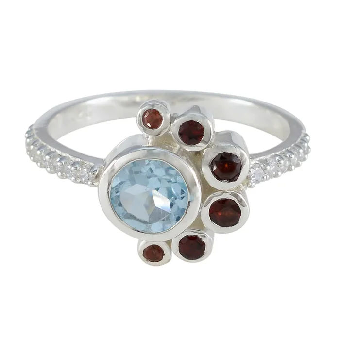 Multi Stone Hepta Japanese 925 Sterling Silver multicolor Gems Whisper-thin Fairytale Ring Jewelry
