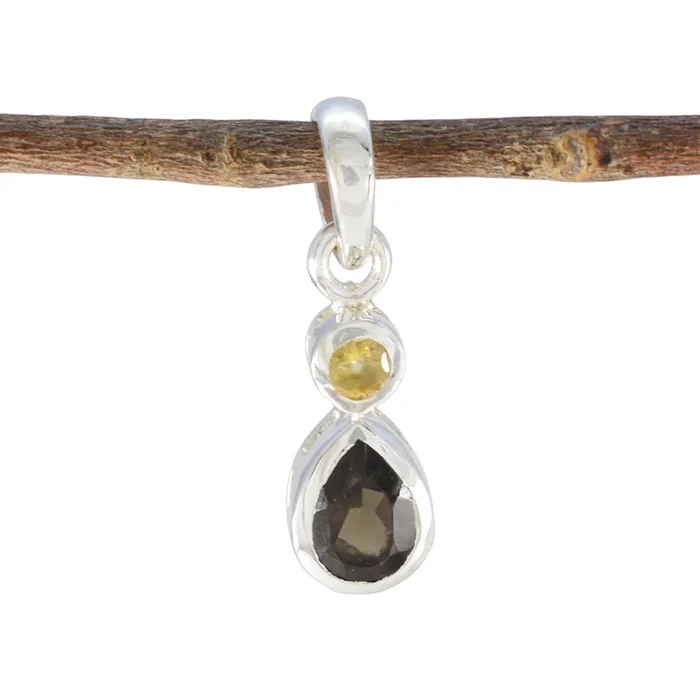 Multi Stone Minimalist Japanese Sterling Silver Toi et Moi Yan Contemporary multicolor Pendant Jewellery