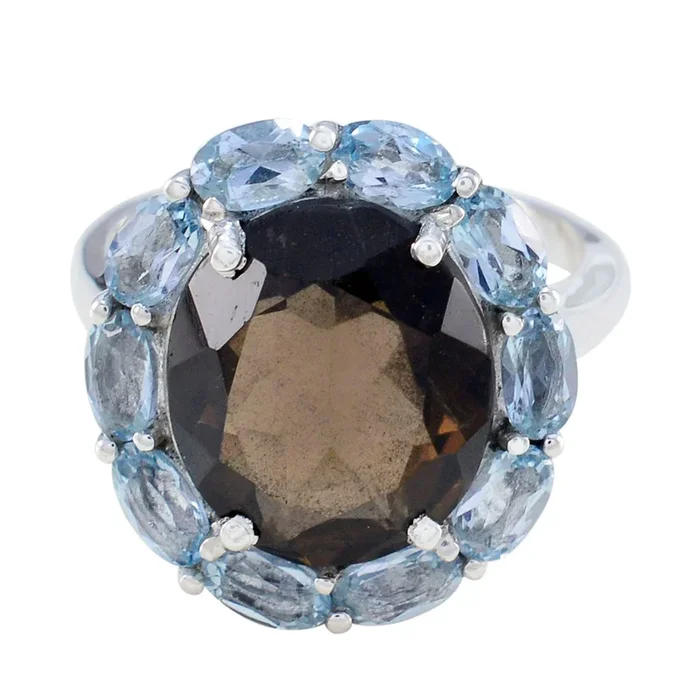 Multi Stone multiple French Sterling Silver multicolor Gemstone Eye-catching Abstract Ring Jewellery