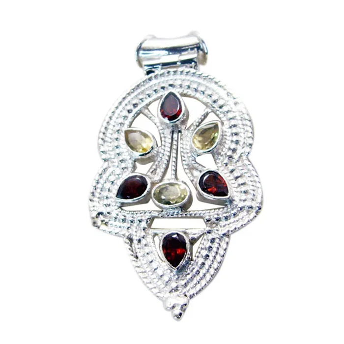 Multi Stone Statement Russian 925 Silver multiple Freya Rope-Wire multicolor Pendant Jewelry