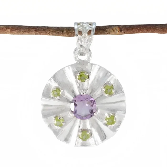 Multi Stone Statement Russian Silver multiple Marie Cocktail multicolor Pendant Jewelry