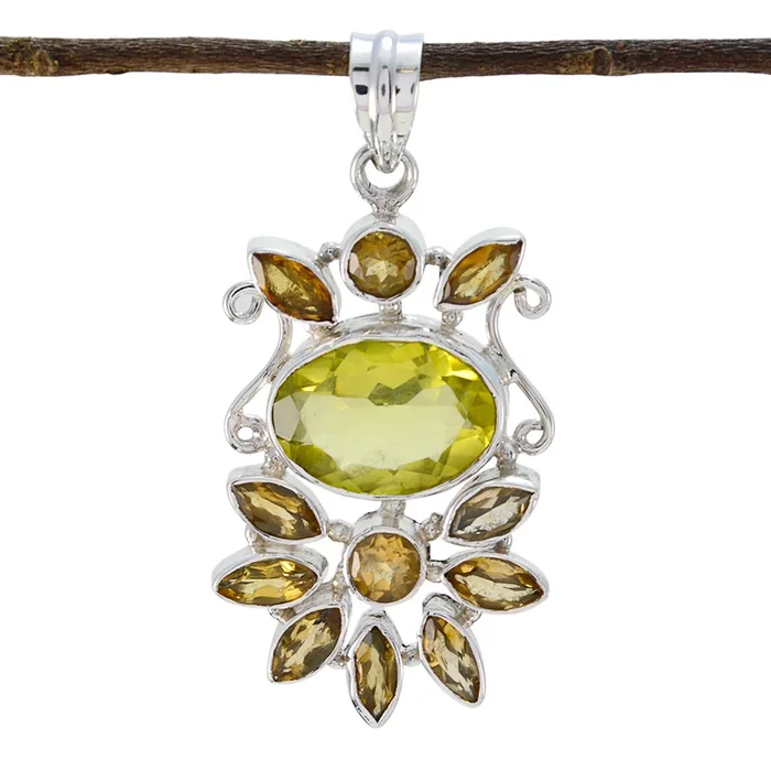 Multi Stone Statement Turkish Silver multiple Ines Glamorous multicolor Pendant Jewelry