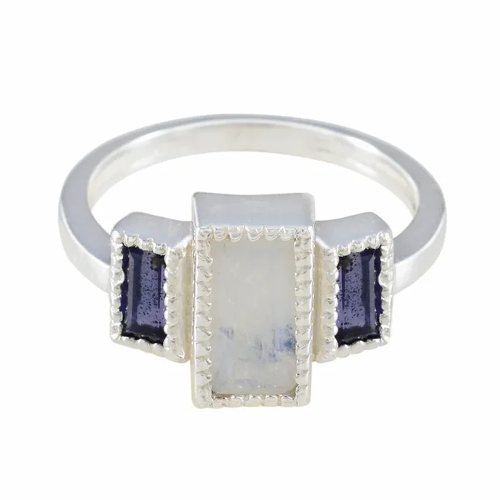 Multi Stone Trilogy Indian Silver multicolor Gemstone Featherlight Artisan Ring Jewellery