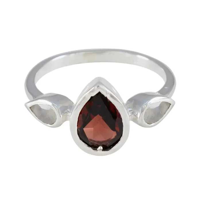 Multi Stone Trilogy Korean 92.5 Silver multicolor Gemstones Dainty Romantic Ring Jewelry