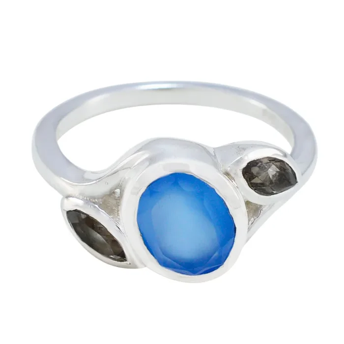 Multi Stone Trilogy Russian Sterling Silver multicolor Gemstones Slim Feminine Ring Jewellery