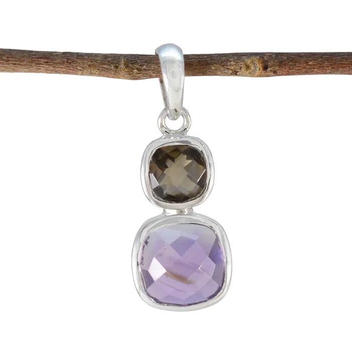 Multi Stone Whisper-thin Moroccan Sterling Silver Toi et Moi Pauline Signet multicolor Pendant Jewellery