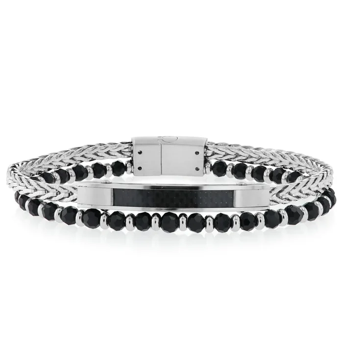 Multi-Strand Beaded Chain Stainless Steel Bracelet