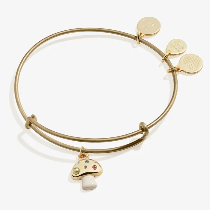 Mushroom Pearl and Crystal Charm Bangle