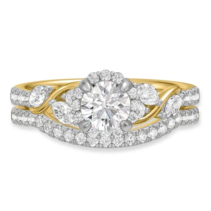 My Trio Rings Poul 1-1/6 CTW Lab Grown Diamond Round Solitaire Bridal Set in 10KT Yellow Gold