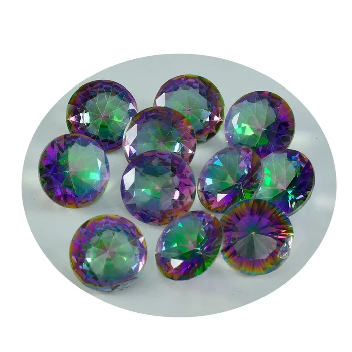 Mystic Quartz 1PC Chunky 13×13 MM Round Faceted Multicolor Natural Semi Precious Loose Gemstone