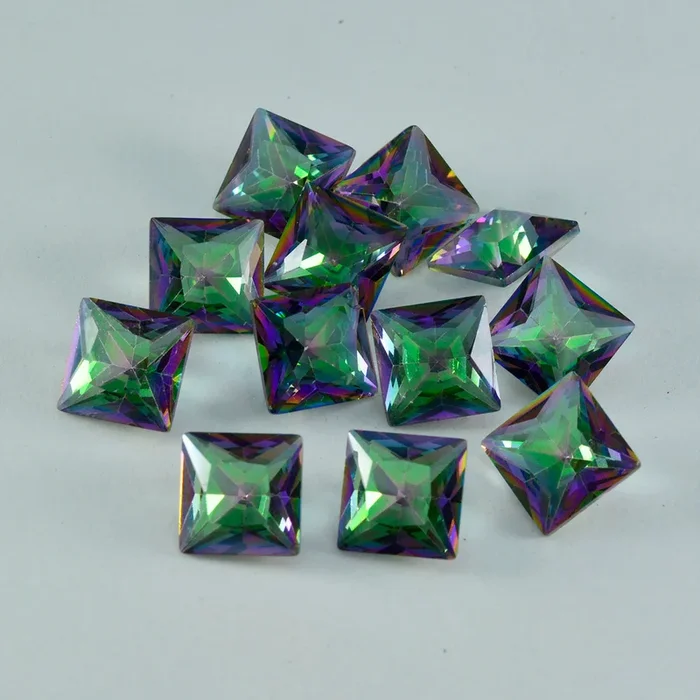 Mystic Quartz 1PC Large 10×10 MM Square Faceted Multicolor Shine Semi Precious Loose Gemstones