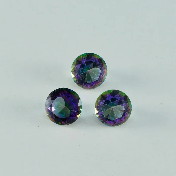 Mystic Quartz 1PC Large 12×12 MM Round Faceted Multicolor High-Quality Semi Precious Loose Gems