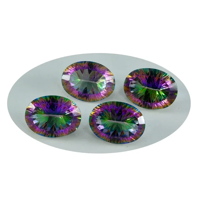 Mystic Quartz 1PC Large 9×11 MM Oval Faceted Multicolor Splendid Semi Precious Gems