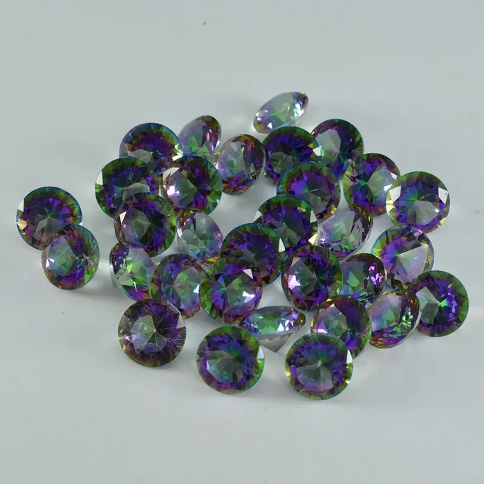 Mystic Quartz 1PC Medium 9×9 MM Round Faceted Multicolor Lustrous Semi Precious Loose Gemstone