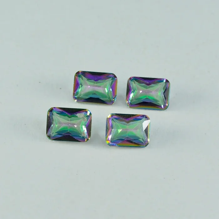 Mystic Quartz 1PC Small 7×9 MM Emerald Faceted Multicolor Shine Semi Precious Loose Gems