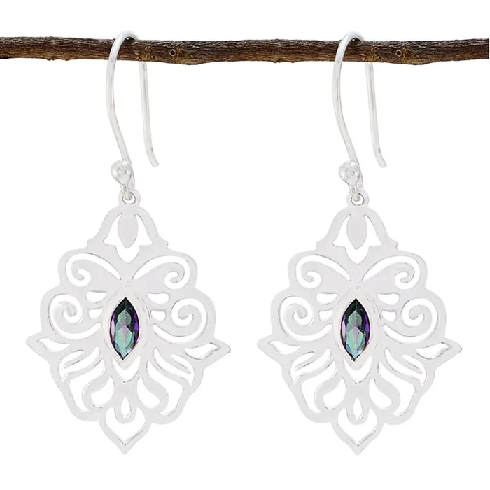 Mystic Quartz Australian Dayana Solitaire Dangle multicolor 92.5 Silver Earring