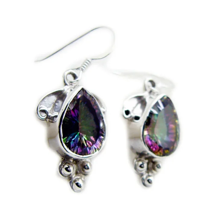Mystic Quartz German Sakura multiple Dangle multicolor 925 Sterling Silver Earring