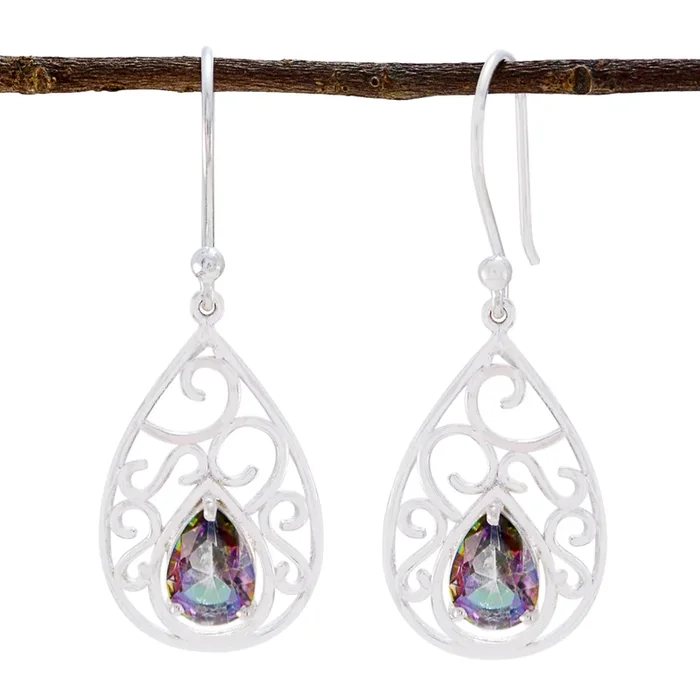 Mystic Quartz Latin American Fernanda Solitaire Dangle multicolor 92.5 Silver Earring