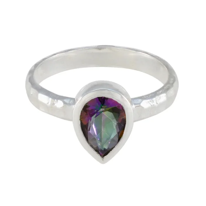 Mystic Quartz Solitaire German 925 Sterling Silver multicolor Gemstones Featherlight Sophisticated Ring Jewellery