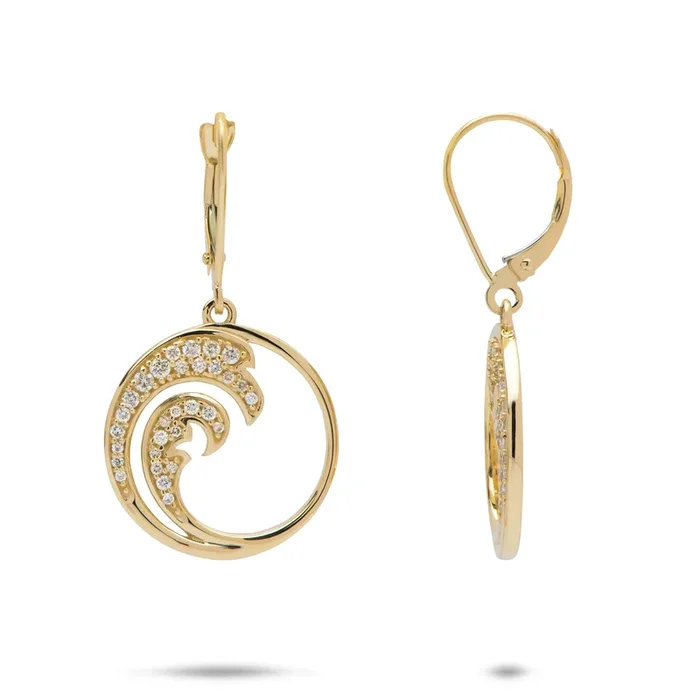 Nalu Earrings in Gold with Diamonds – 18mm