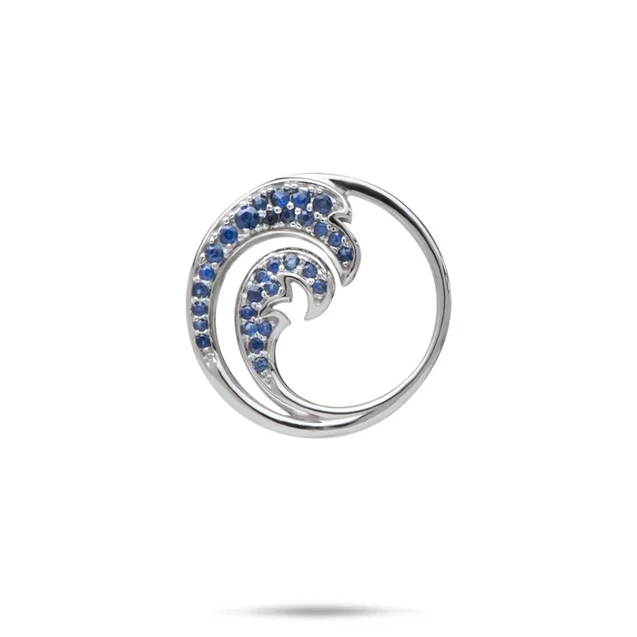 Nalu Pendant in White Gold with Blue Sapphires – 22mm