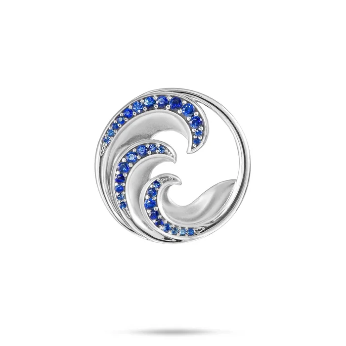 Nalu Pendant in White Gold with Blue Sapphires – 24mm