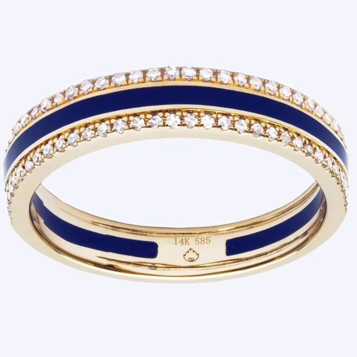 Navy Enamel & Diamond Band