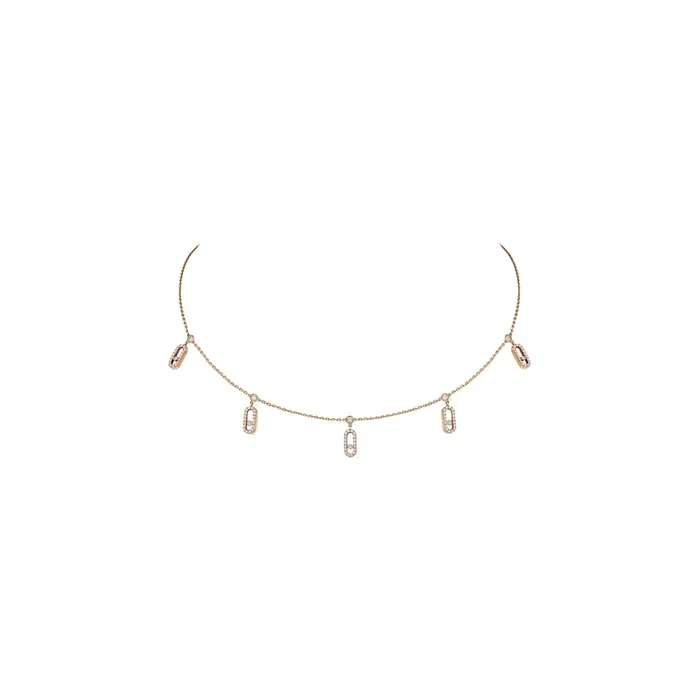 Necklace Choker Messika Move Uno in pink gold and diamonds – Lepage