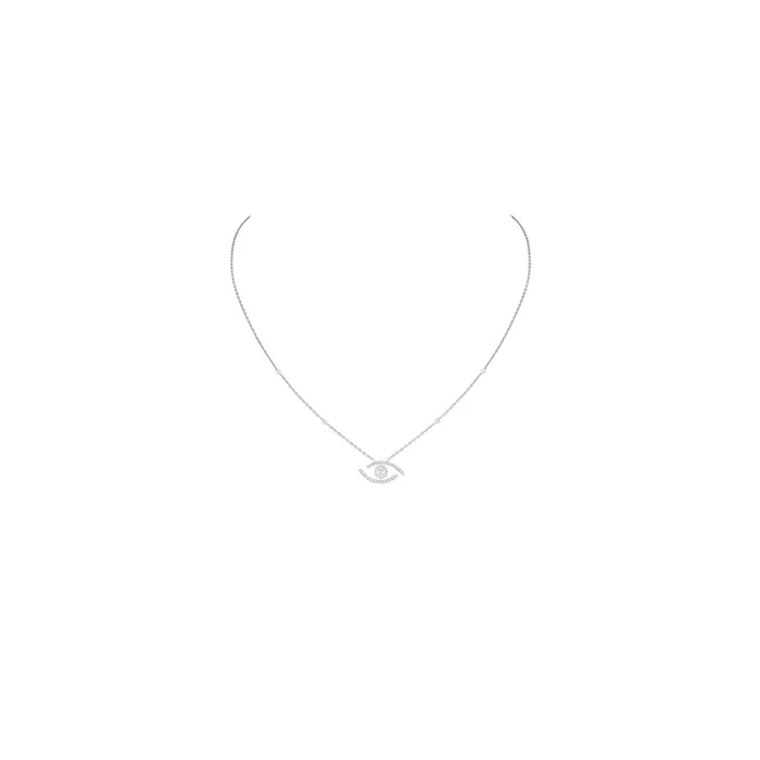 Necklace diamond messika lucky eye paved in white gold 7525G – Lepage