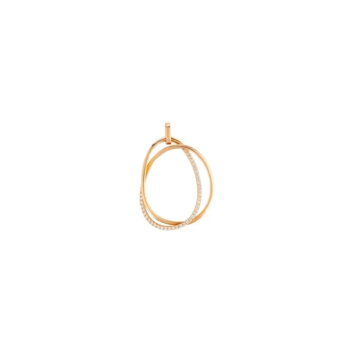 Necklace Double Anneaux in pink gold and diamonds