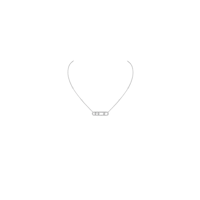Necklace Messika Move Paved double chain white gold and diamonds 3994G – Lepage
