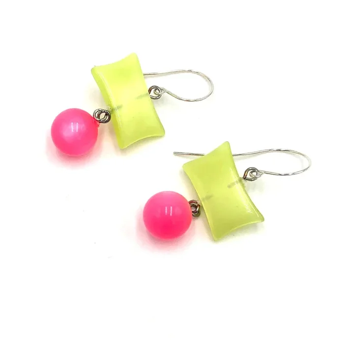 Neon Yellow & Neon Pink Moonglow Statement Earrings