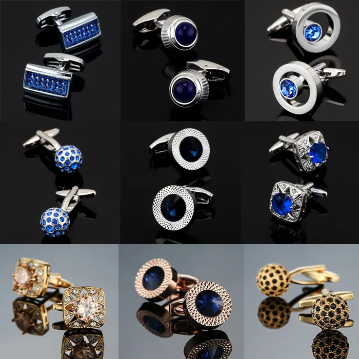new 18 high-end men’s shirt cufflinks fashion Austrian Crystal cufflinks French shirt brand crystal jewelry cufflinks