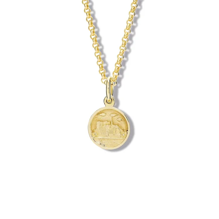 Notre Dame Medallion Charm Pendant Yellow Gold
