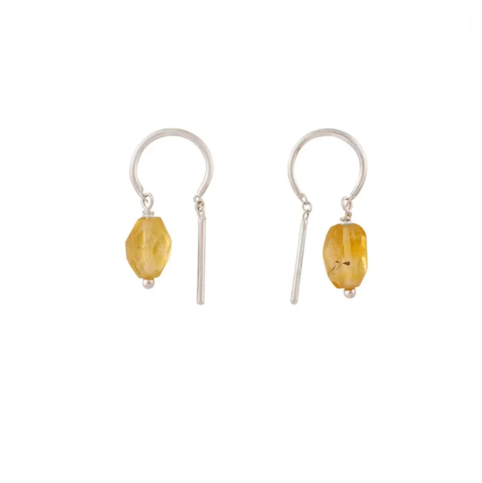 Oblong Stony Dancer Threaders in Citrine & Silver – 3/4″ L