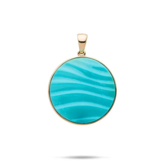 Ocean Sand Turquoise Pendant in Gold – 22mm