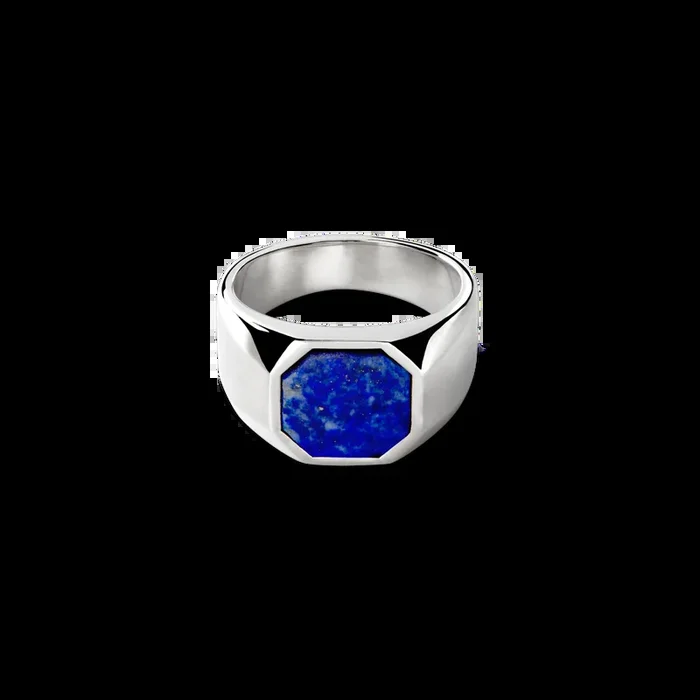 Octagonal Lapis Signet Ring – Sterling Silver