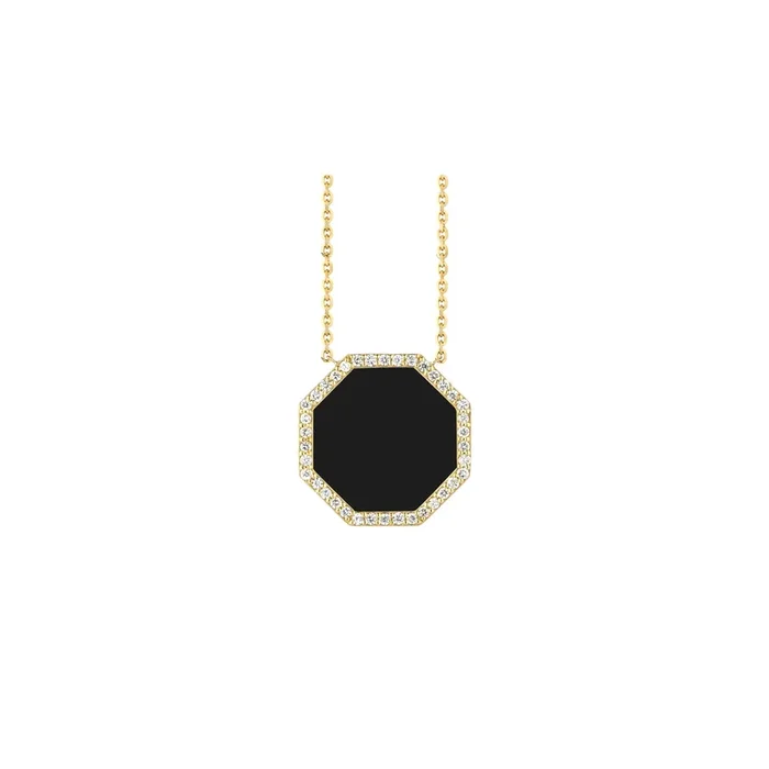 Octo necklace in yellow gold, onyx and diamonds – Lepage