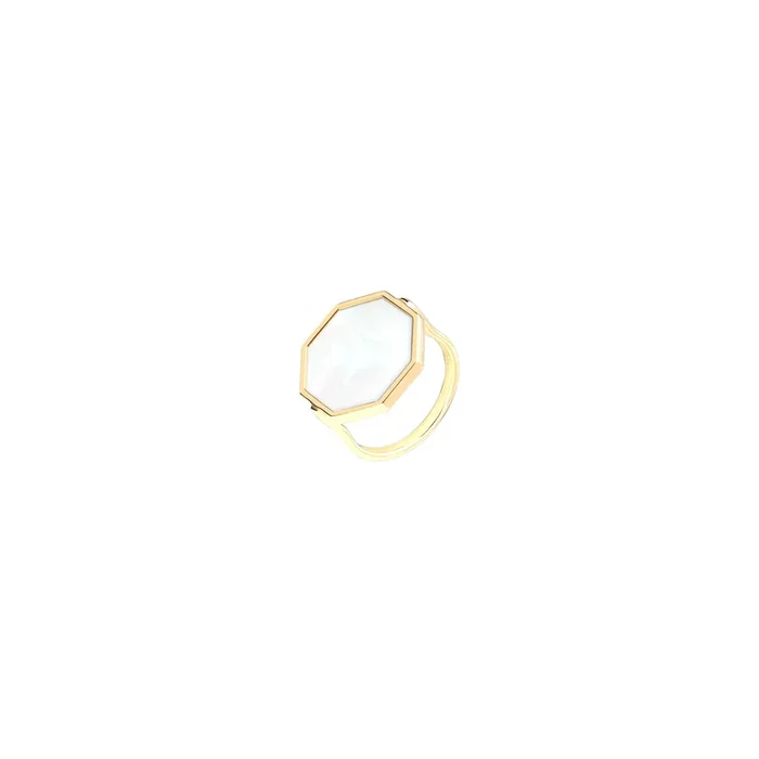 Octo ring yellow gold white mother of pearl – Lepage
