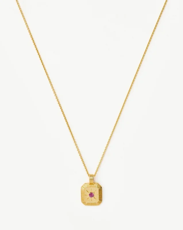 October Birthstone Pendant Necklace | 18ct Gold Vermeil/Pink Tourmaline